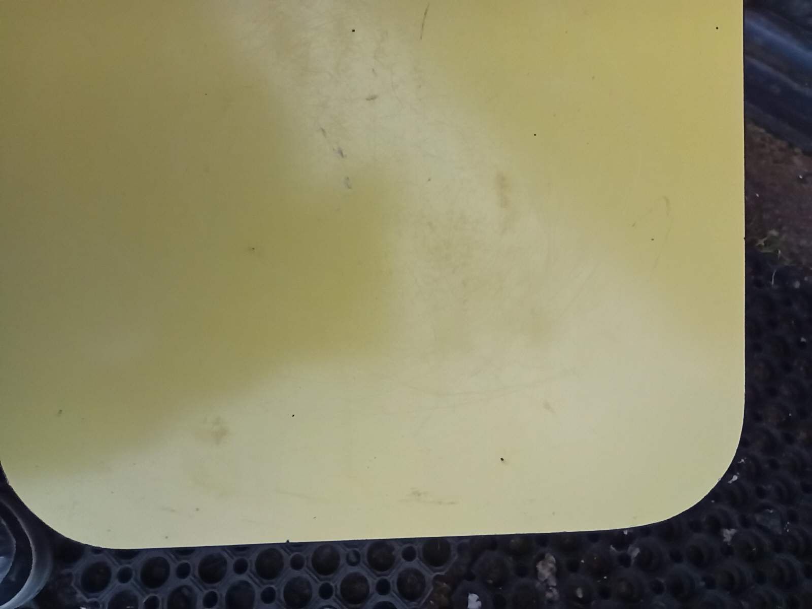 Oak stool and yellow formica