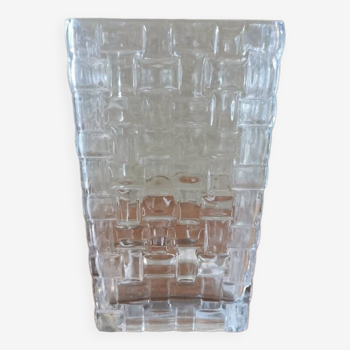 Vase vintage carré en verre