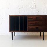 Wooden sideboard with 3 drawers and vinyl storage, Denmark 1970