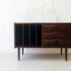 Buffet en bois 3 tiroirs et range vinyles, Danemark 1970