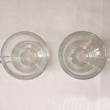 Set of 2 cups, glass and metal stand, Bormiolo Rocco, Italy