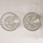 Set of 2 cups, glass and metal holder, Bormiolo Rocco, Italy