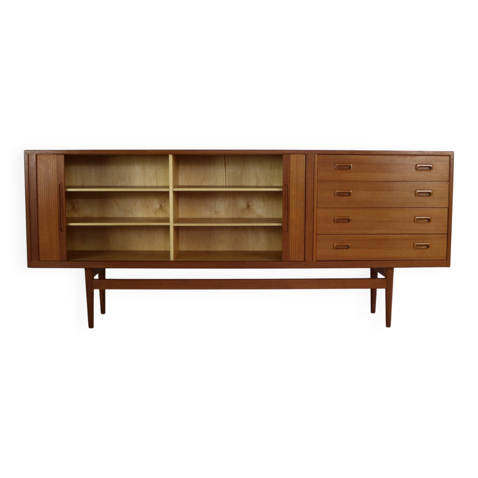 Teak enfilade with 2 tambour doors