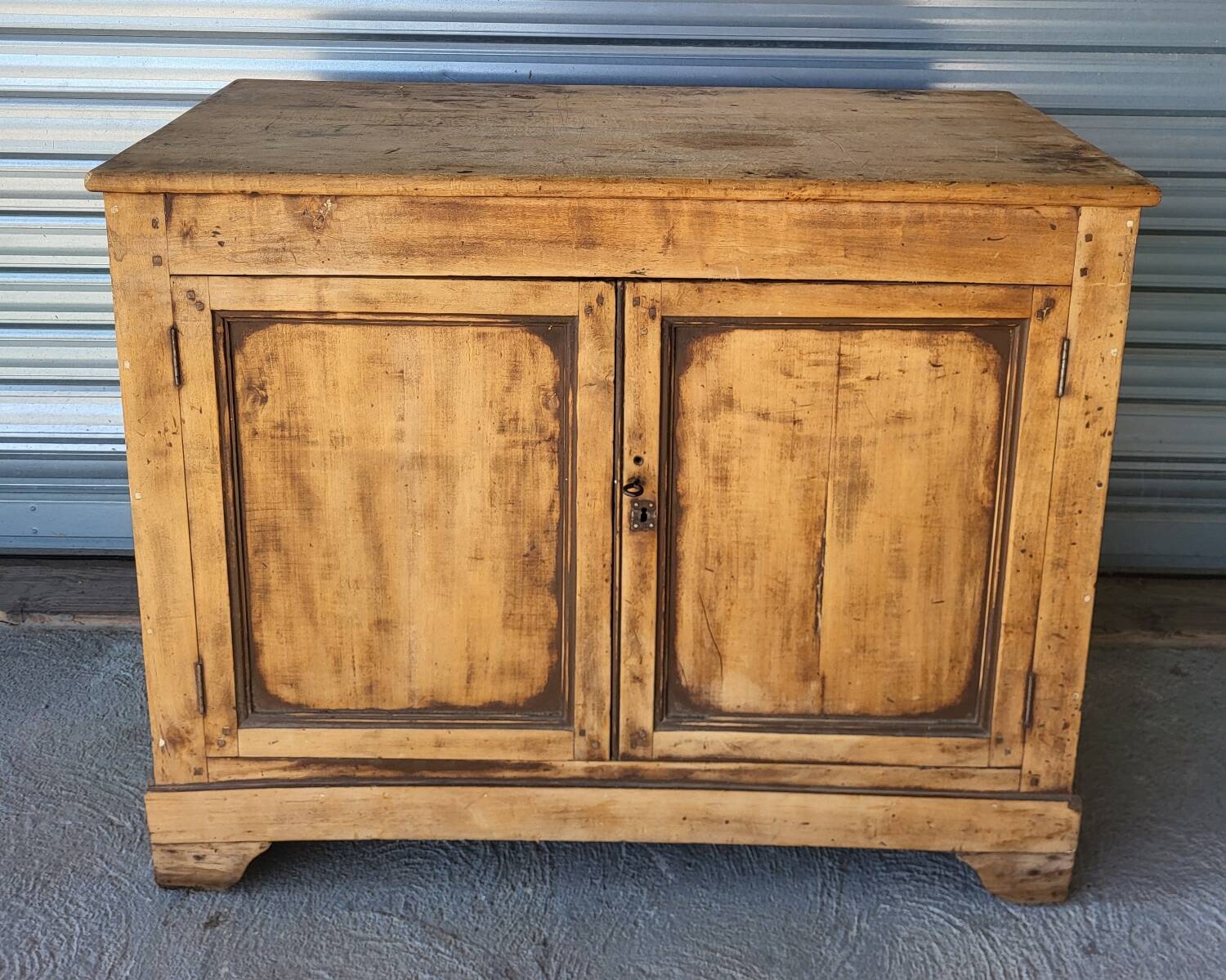Antique sideboard, 2-door buffet in raw solid wood