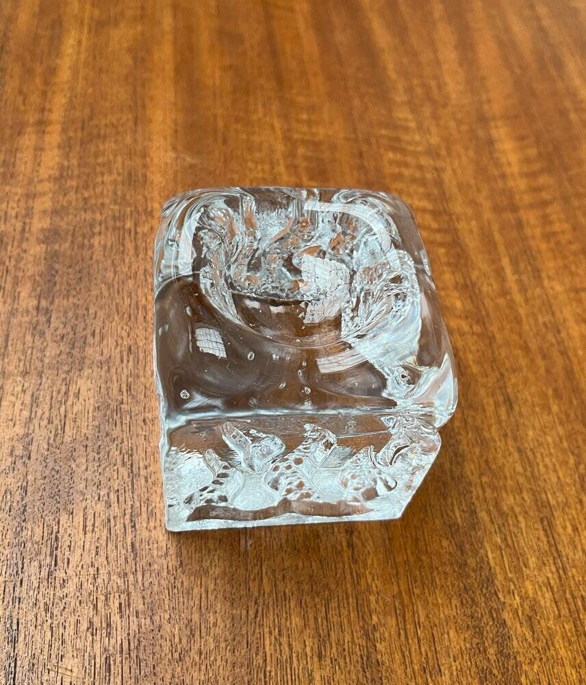 Mid-century glass candlestick by Kurt Wokan for Ingrid Glas, Germany, 1960s.