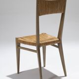 Pair of straw chairs, geneviève pons, 1950s