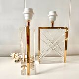 Pair of Lucite and gilt table lamps, Italy 1970