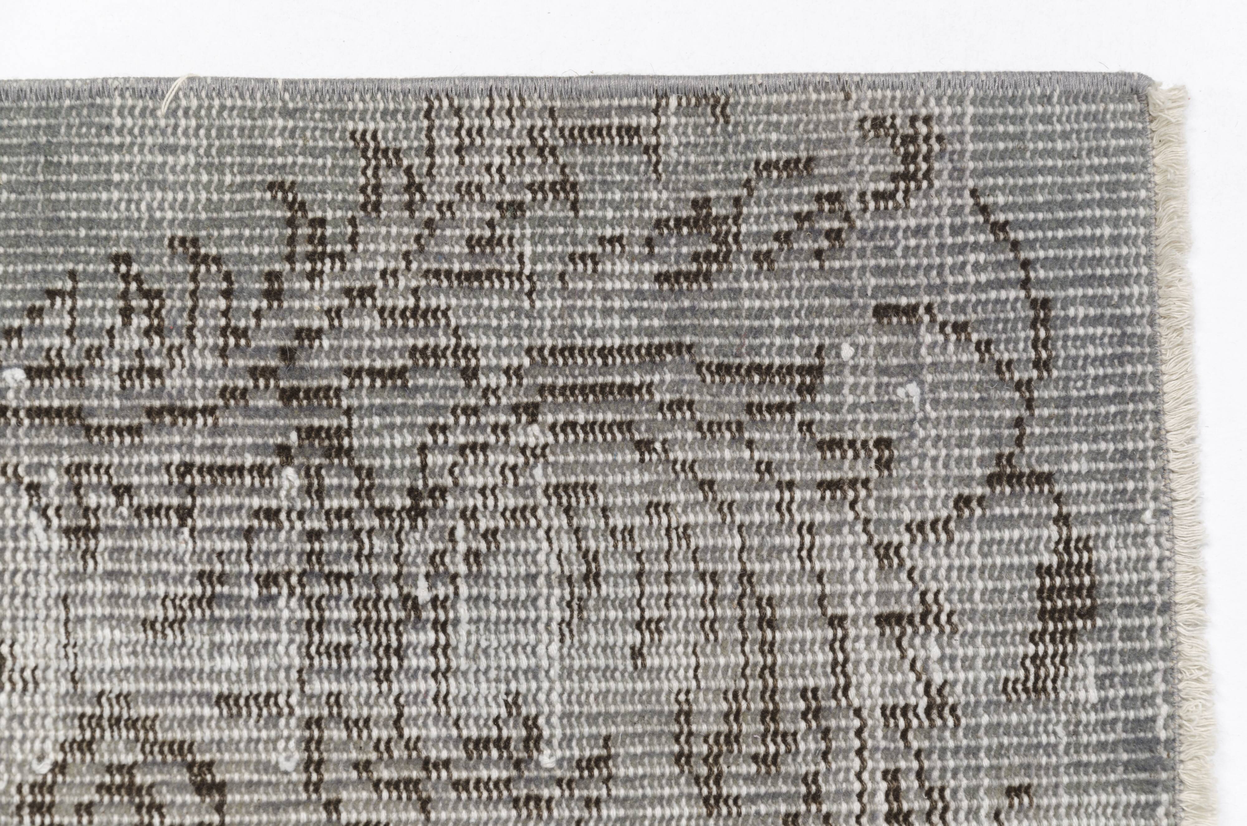 Grey Oushak Floor Wool Rug-2204