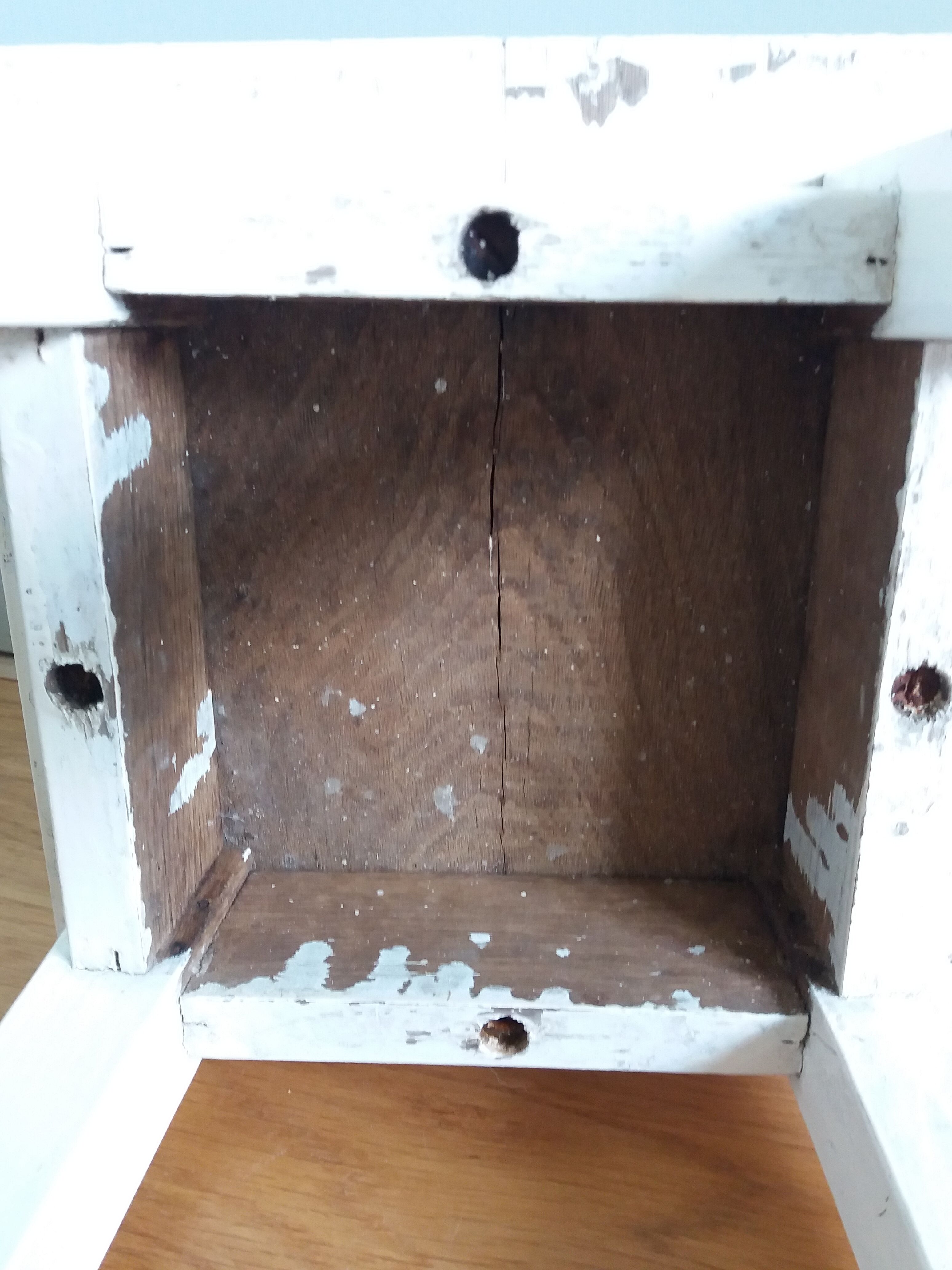 Square workshop stool painted white