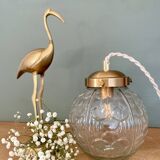 Vintage art deco glass globe portable lamp or table lamp
