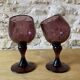 Duo of purple tinted bubbled glass cups