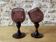 Duo of purple tinted bubbled glass cups