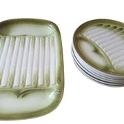 Asparagus service in green earthenware Moulin des Loups Orchies