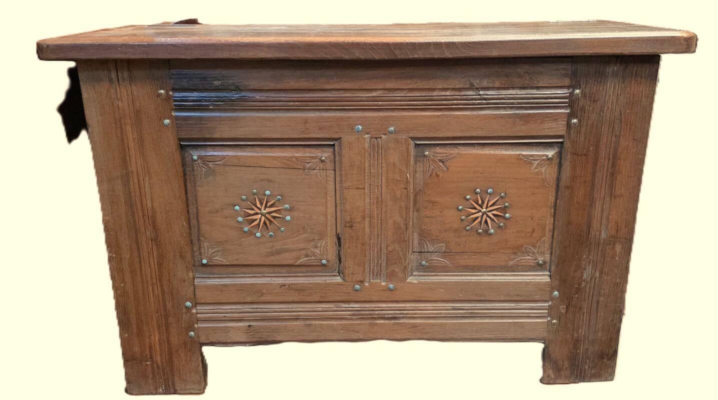 Small Breton Chest Decorated with Brass Nails