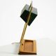 1960s Temde table lamp with a brass frame, teak base, and green lampshade