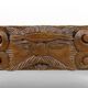 Solid oak coffee table carved with fauns and gray marble top, France, circa 1940