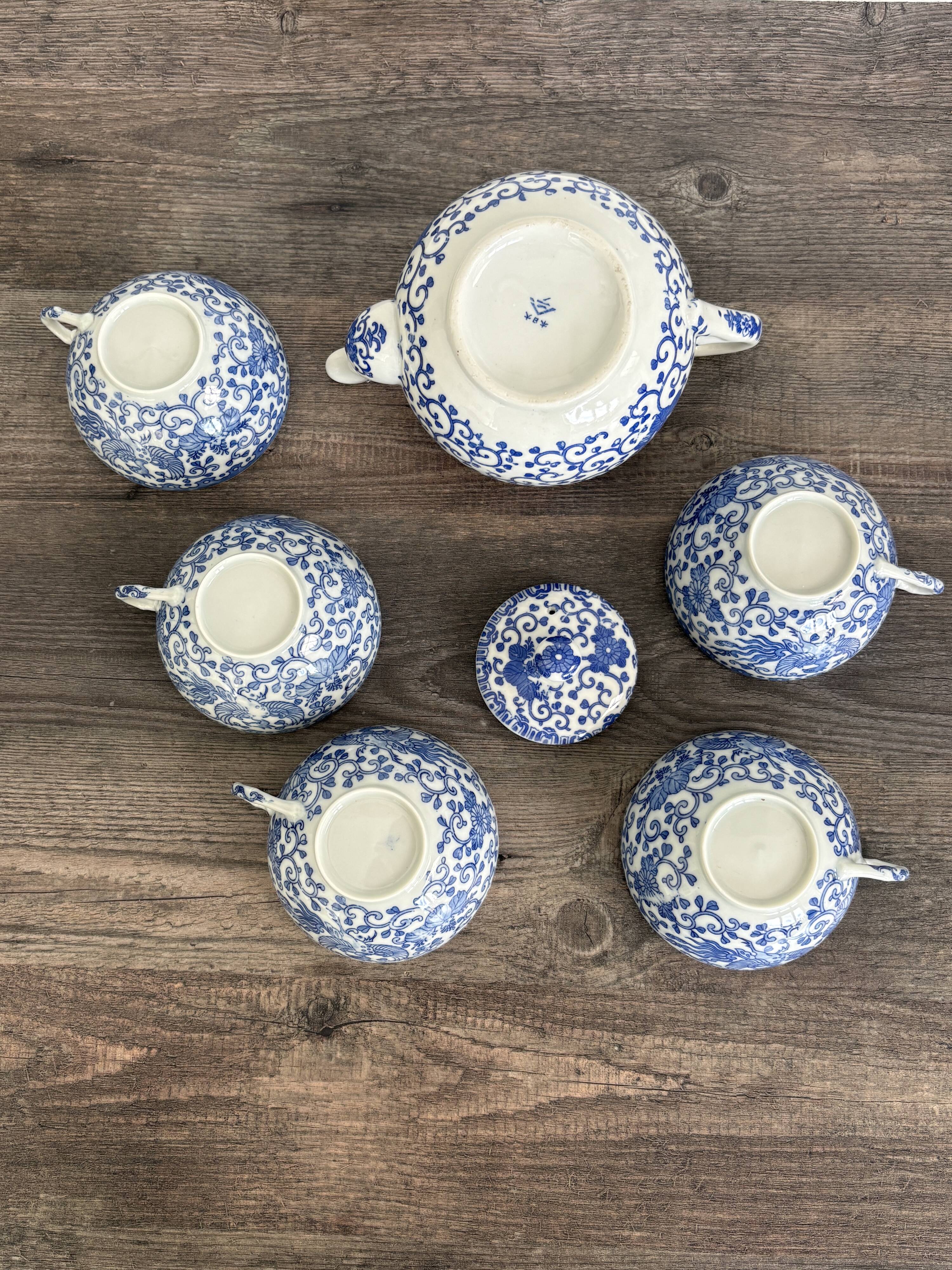 Ancient Japanese tea service Phoenix Decor – Early 20th century