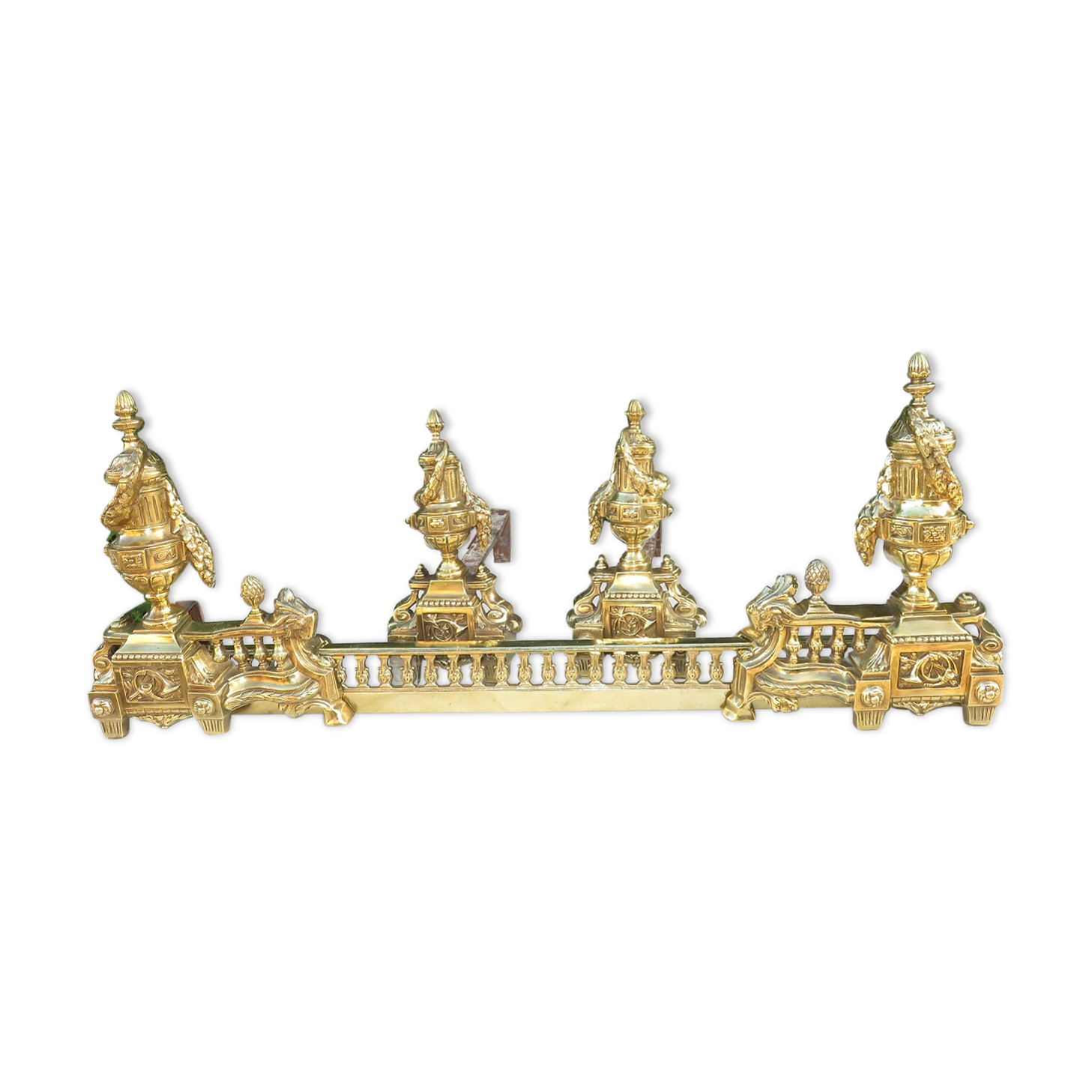 Ensemble de cheminée chenêts et barre du XIX ème