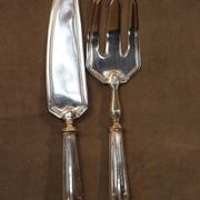 Silver metal fish service design 1930-1950