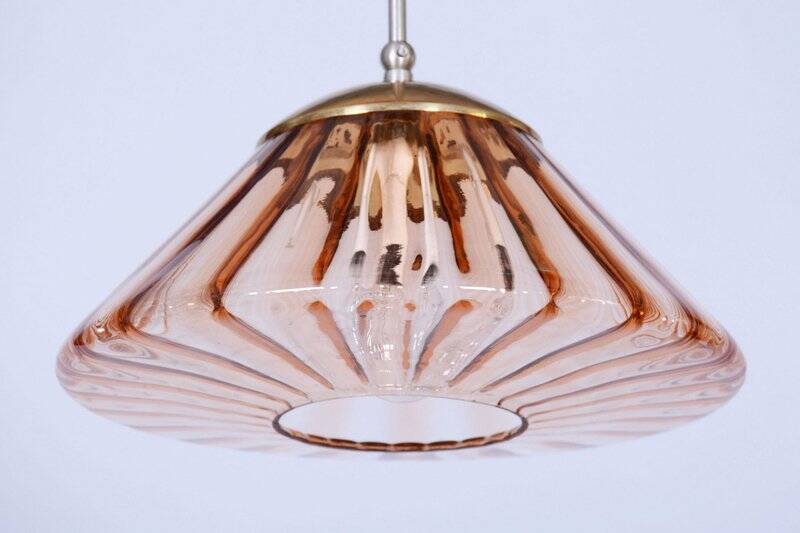 Mid-Century Modern Pendant Light in Chrome and Brass by Kamenický Šenov, Czech, 1960s
