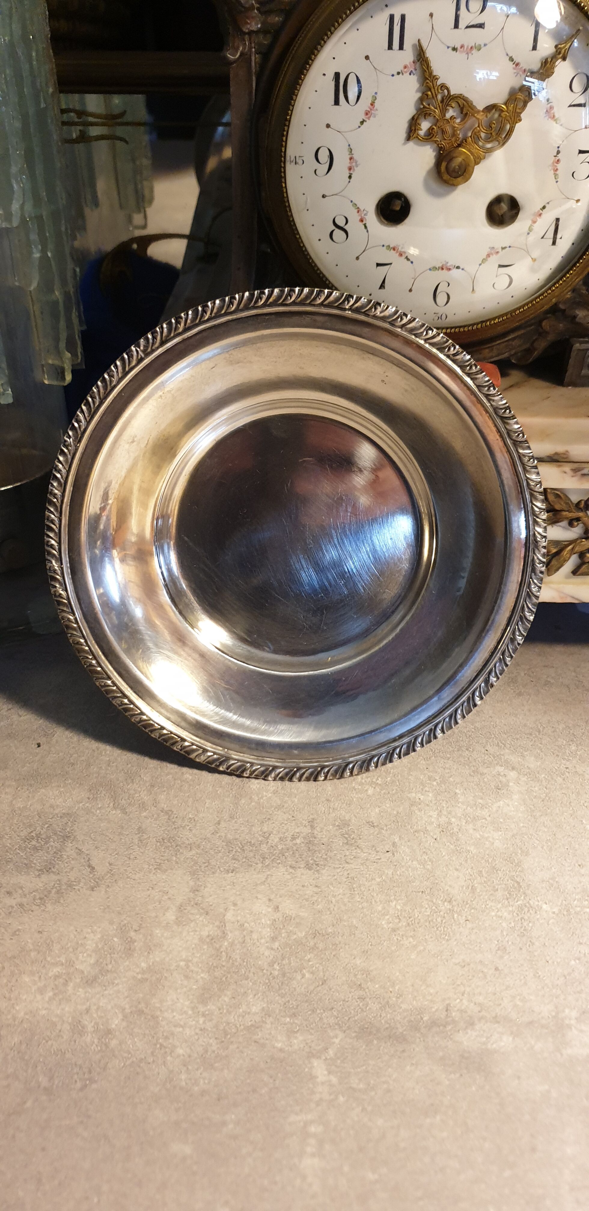 Silver metal serving plate lancel paris