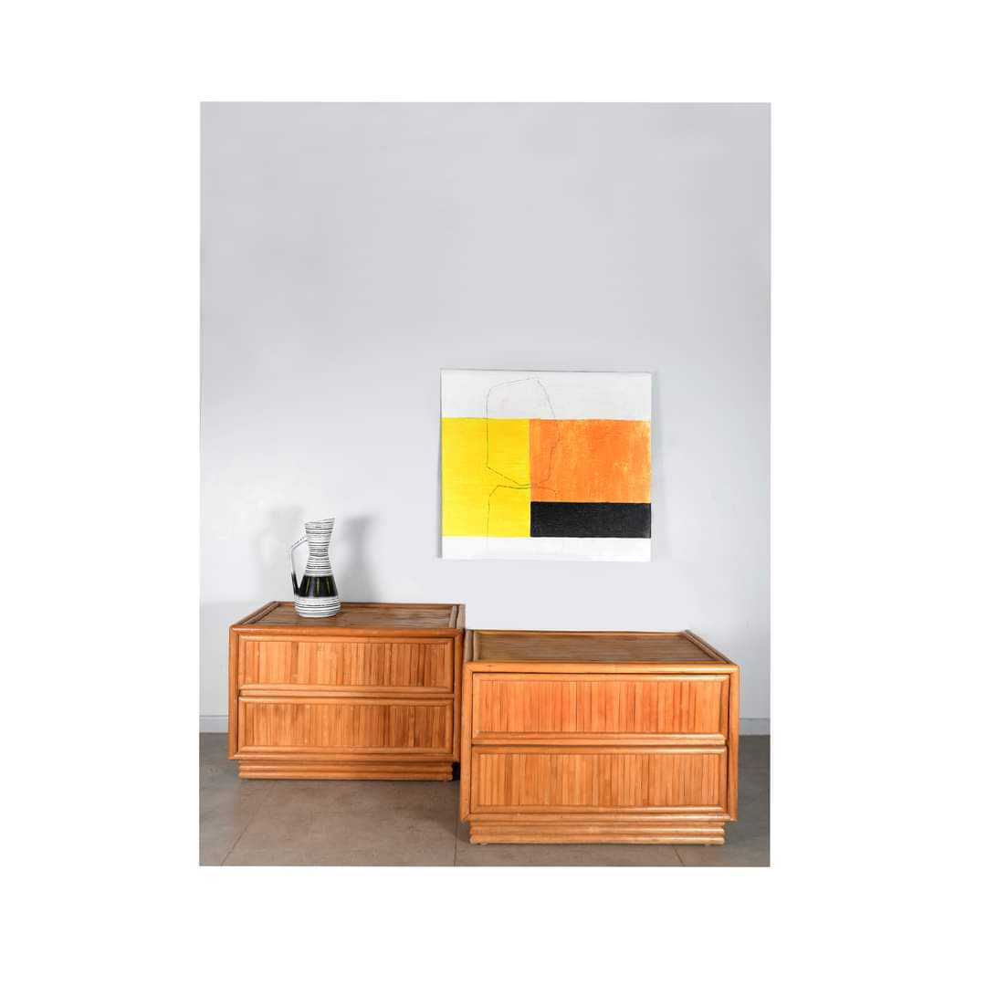 Deux commodes en bambou, circa1970