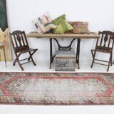 3x9 Rug For Hallway Antique Red Vintage Runner Rug, 102x261Cm SK 3931