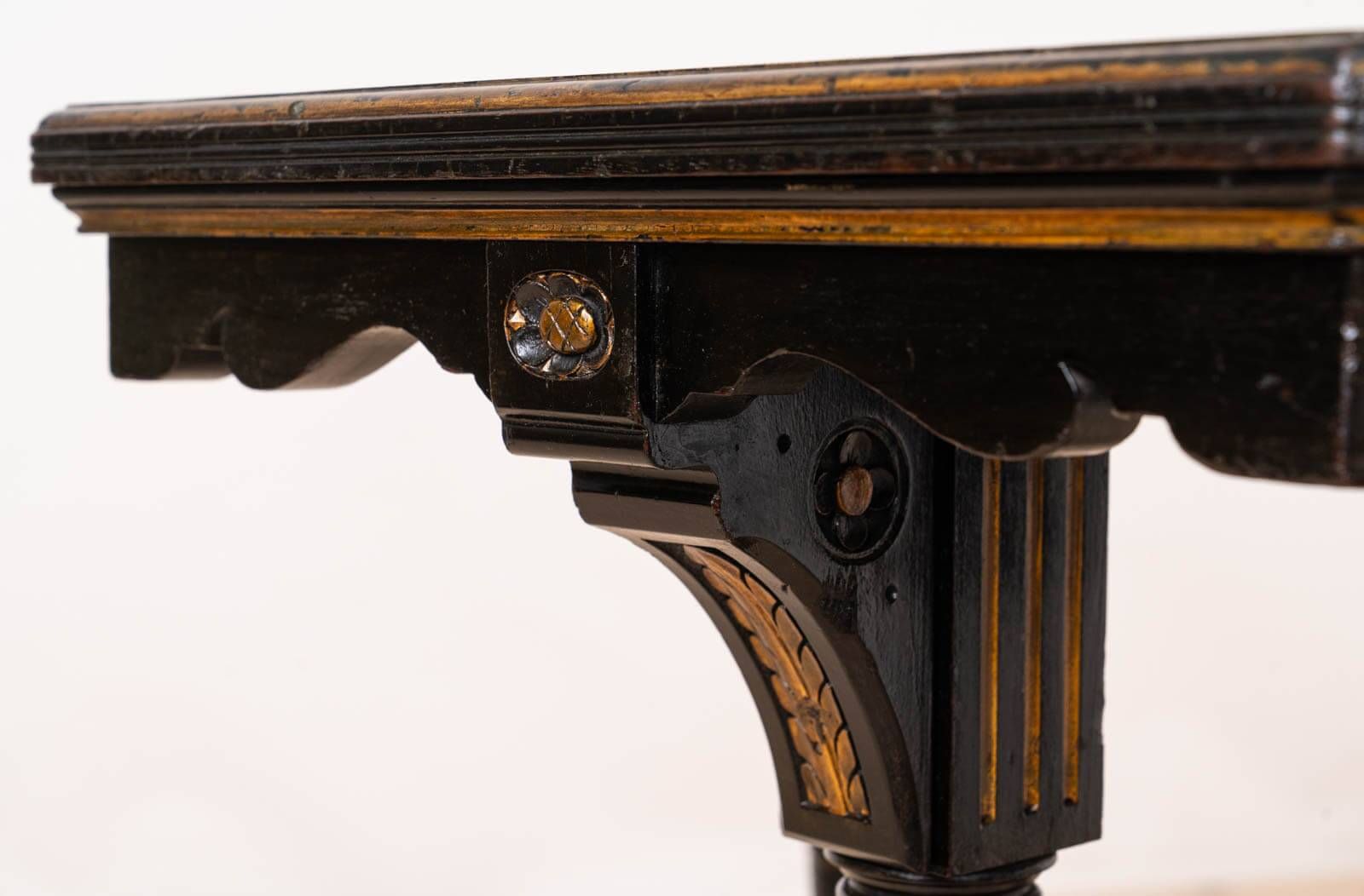 Victorian Ebonized Octagonal Center Table by C. Hindley & Sons, 19th Cent.