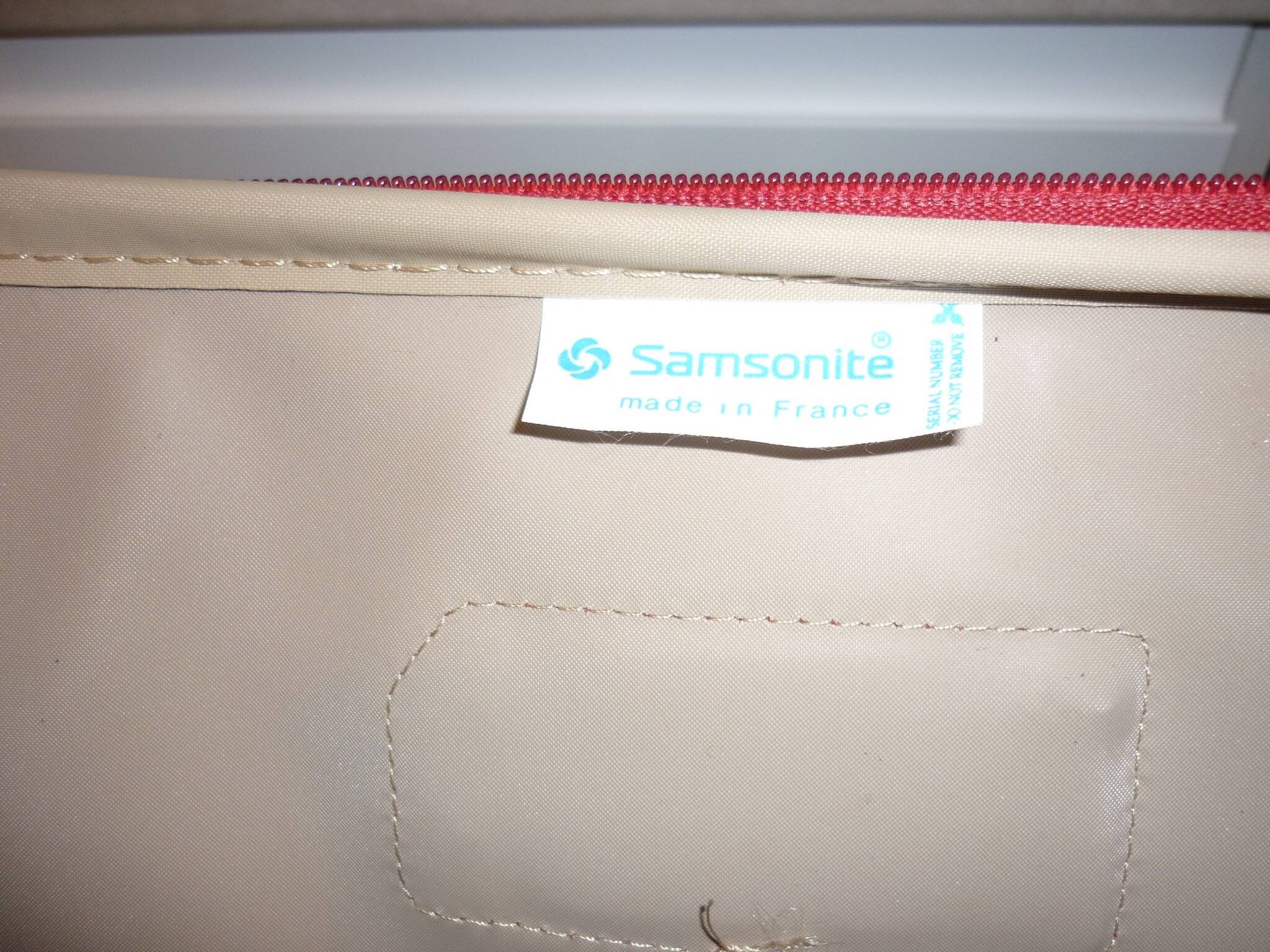 Samsonite red canvas and leather suitcase from the 80s