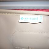Valise Samsonite toile rouge et cuir des années 80