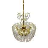 Kamenický Šenov crystal chandelier, gilded brass, 1970s, Czechoslovakia