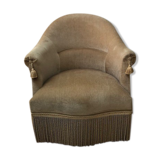 Beige velvet toad armchair