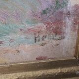 Oil painting on hardboard - Bourgeois house Signed Henri (Missing)