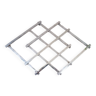 Modernist design foldable trivet in silver metal Jacques Adnet 1940/1950