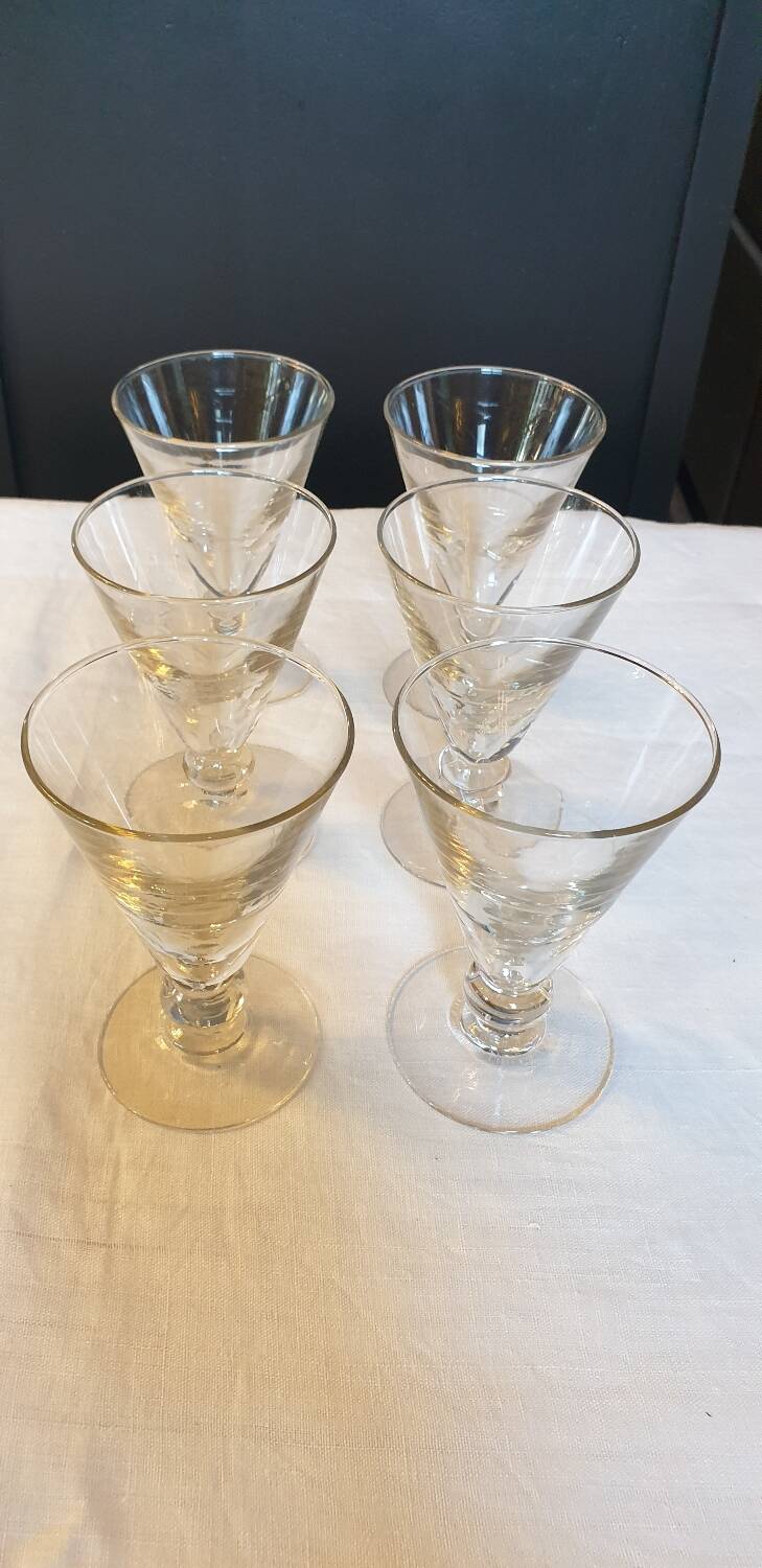 Six art deco glasses