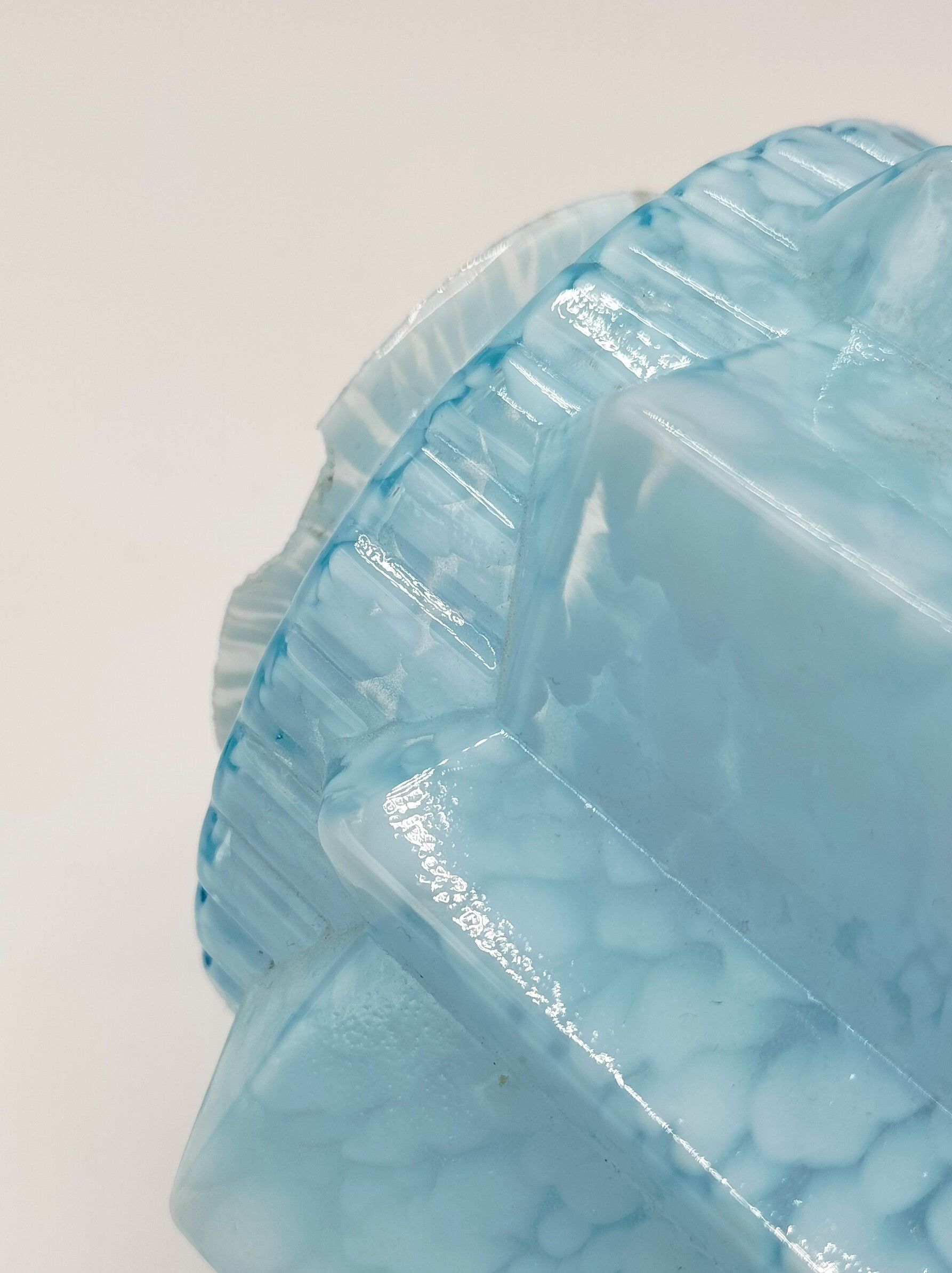 Art deco suspension type "skyscraper" in light blue Clichy glass