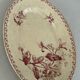 Oval plate, red iron earth, Gien honeysuckle model - antique earthenware