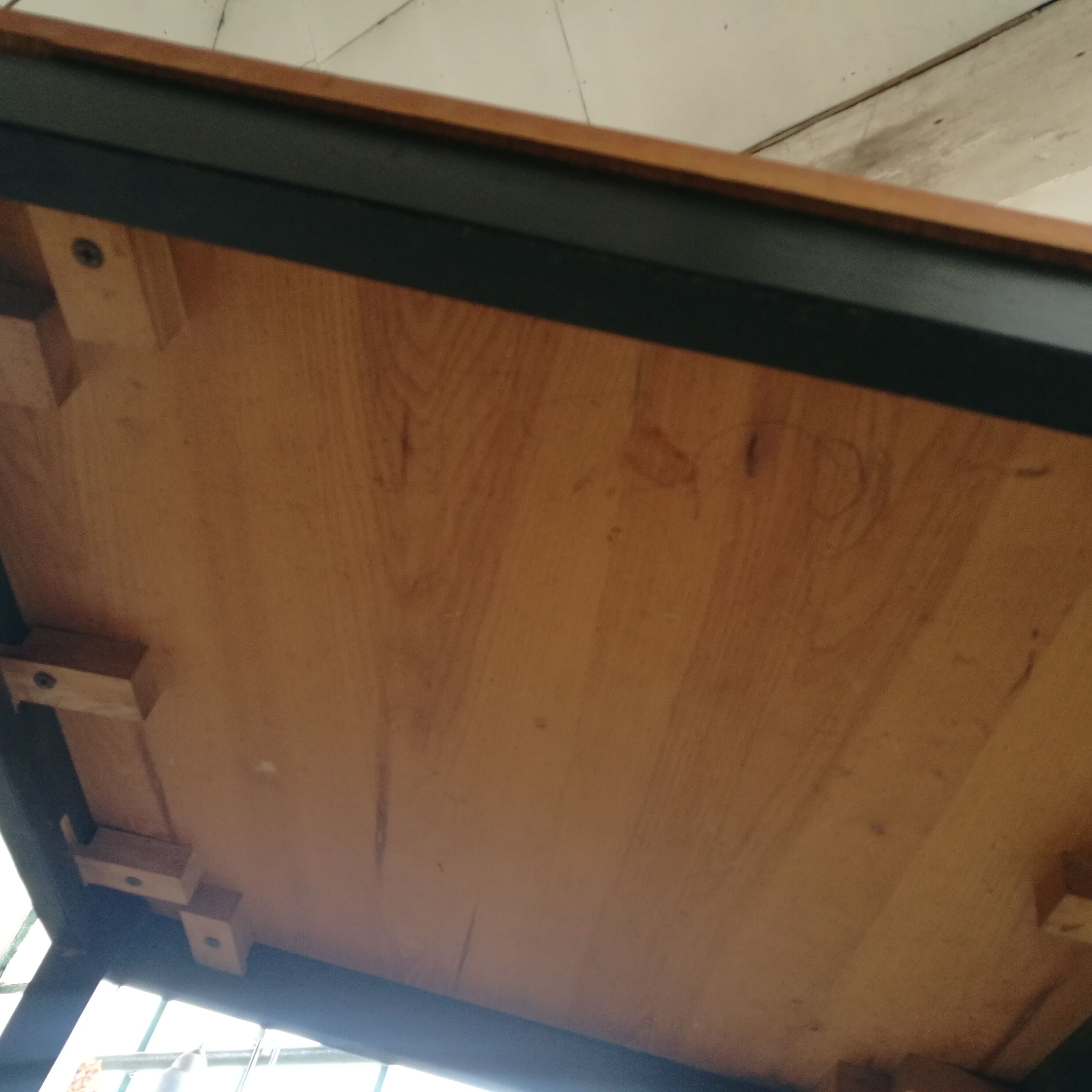 Scandinavian square table, spindle feet