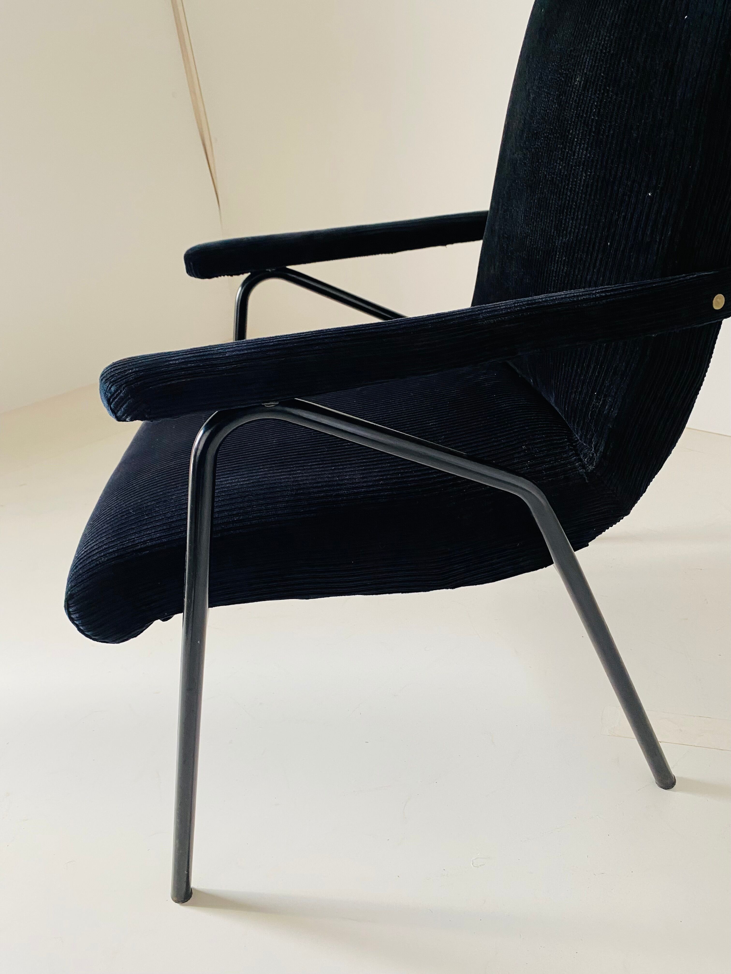 1960s vintage black velvet armchair