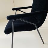 1960s vintage black velvet armchair