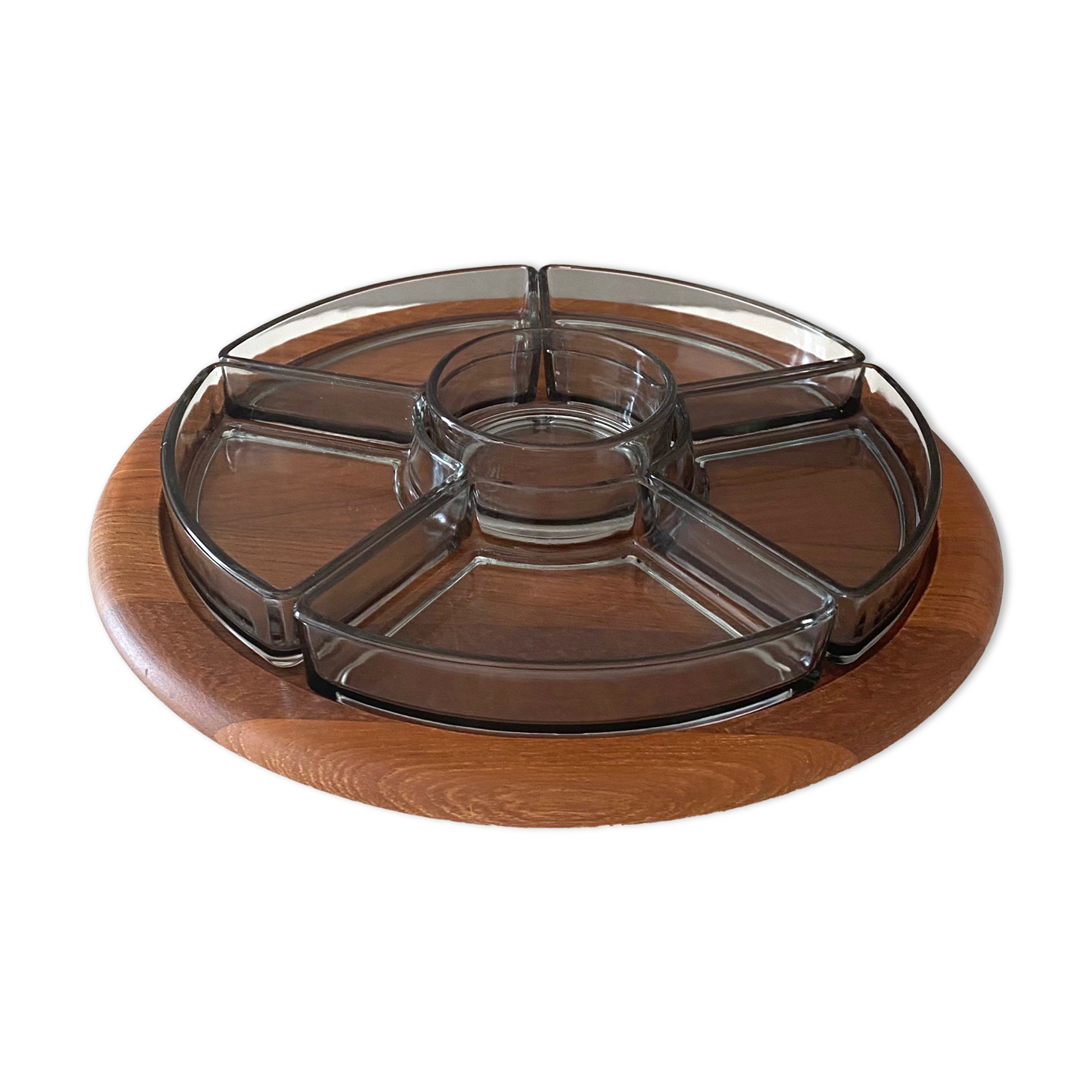 Digsmed Teak Tray Lazy Susan, Mid Century Cabaret, Tray Set, Turntable, Danish Design, 60's