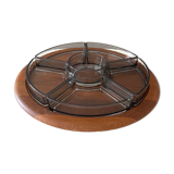 Digsmed Teak Tray Lazy Susan, Mid Century Cabaret, Tray Set, Turntable, Danish Design, 60's