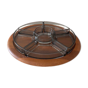 Digsmed Teak Tray Lazy Susan, Mid Century Cabaret, Tray Set, Turntable, Danish Design, 60's