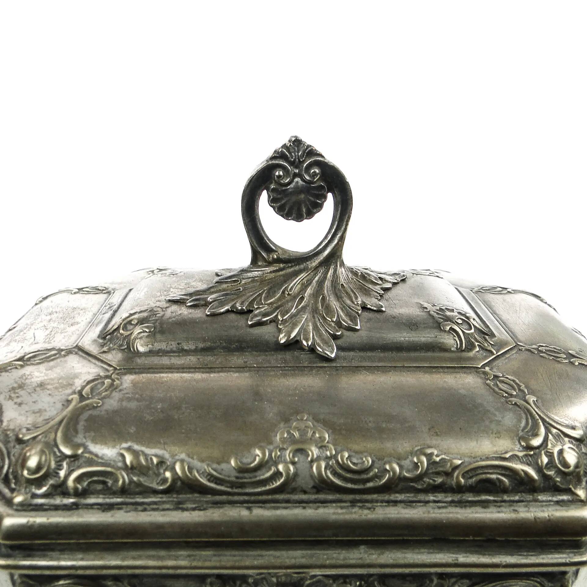 Rococo sugar bowl, silver-plated brass, Norblin, Poland, early 20th century