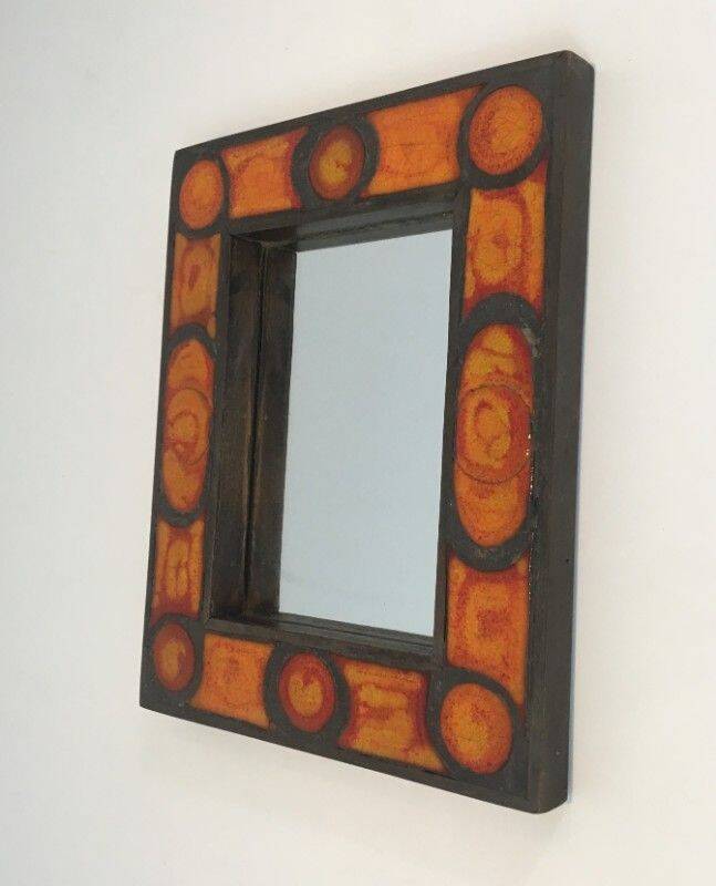 Ceramic mirror in shades of orange