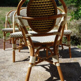 Chairs of terrace bistro type parisien in rattan et scoubidou