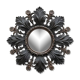 Convex mirror leaves and black flowers golden reflection 20 cm