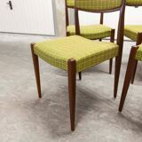 Lot of 6 teak and fabric chairs
