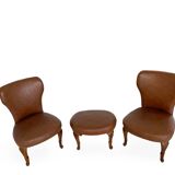 Set of the side chairs and stool for leg, 1950s.