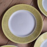 Lot de 9 assiettes plates jaune et doré
